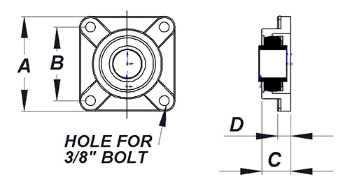 4 bolt flange solid insert bearing